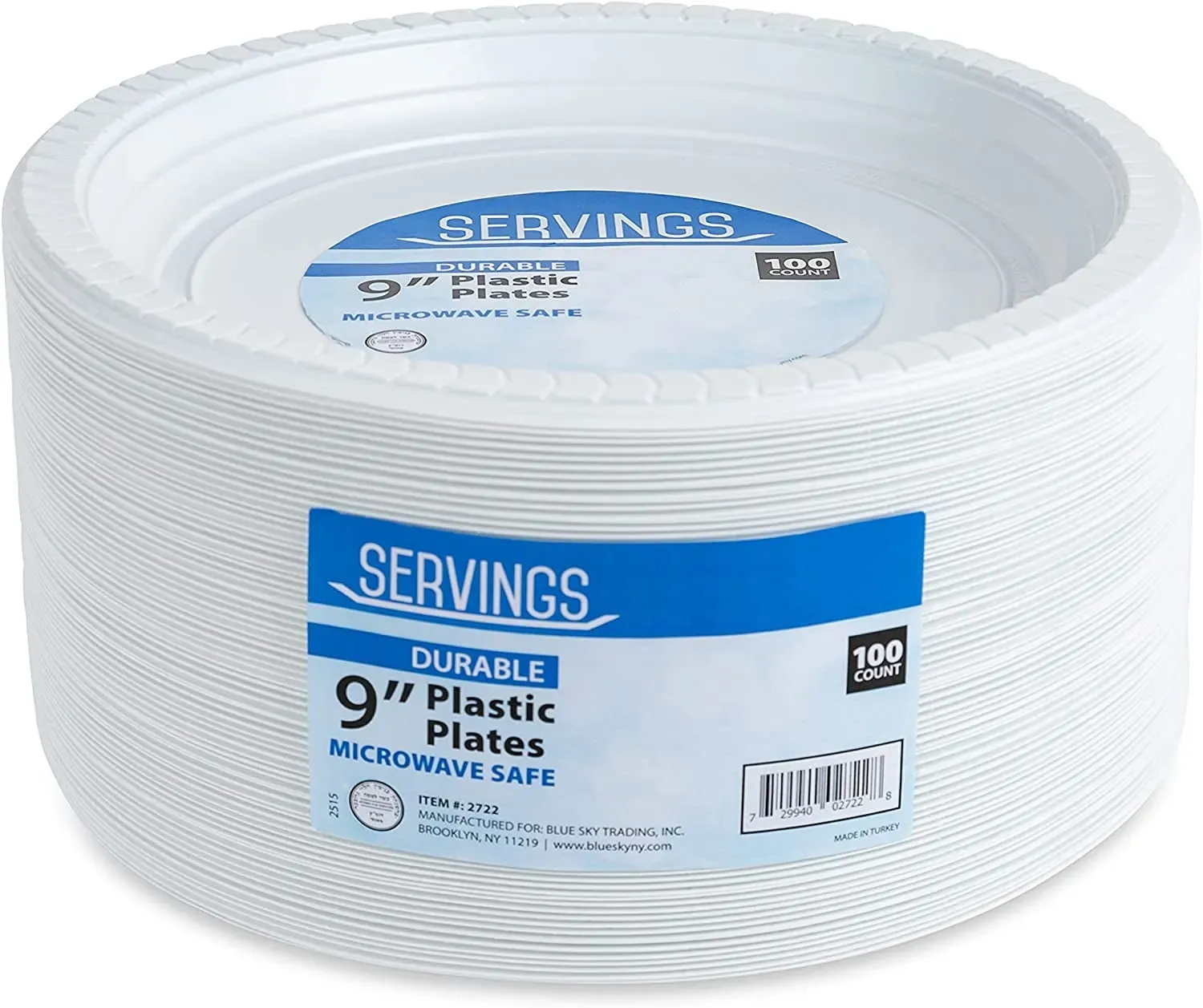 9-inch Plastic Party Plates, White, 100 Pieces (2-Pack)